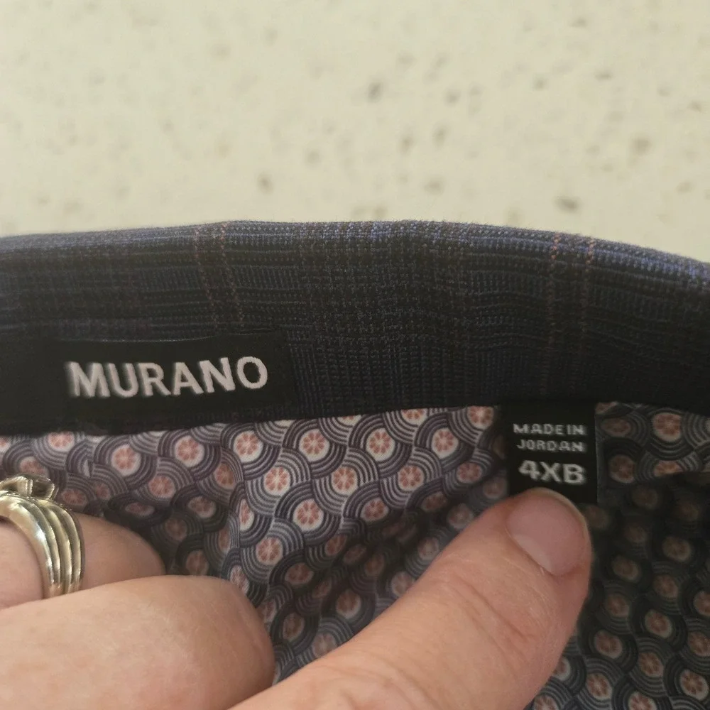 Murano Mens 3 Piece Suit 4XB Navy Blue Plaid Blazer Vest Pant Big Tall NWT 48x30